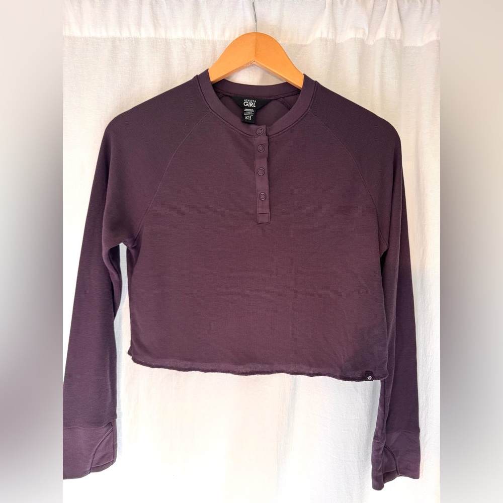 Athleta Girl Purple Waffle Knit Cropped Top Size 12